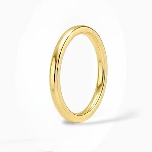 14K Gold Plated Band Ring 3 mm | Simple Dome Wedding Ring | Minimal Jewelry